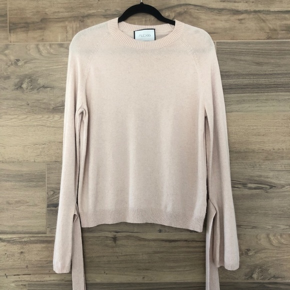 Alexis Wool/Cashmere Blend Cream Tie Cuff Sweater Size M - Picture 2 of 7